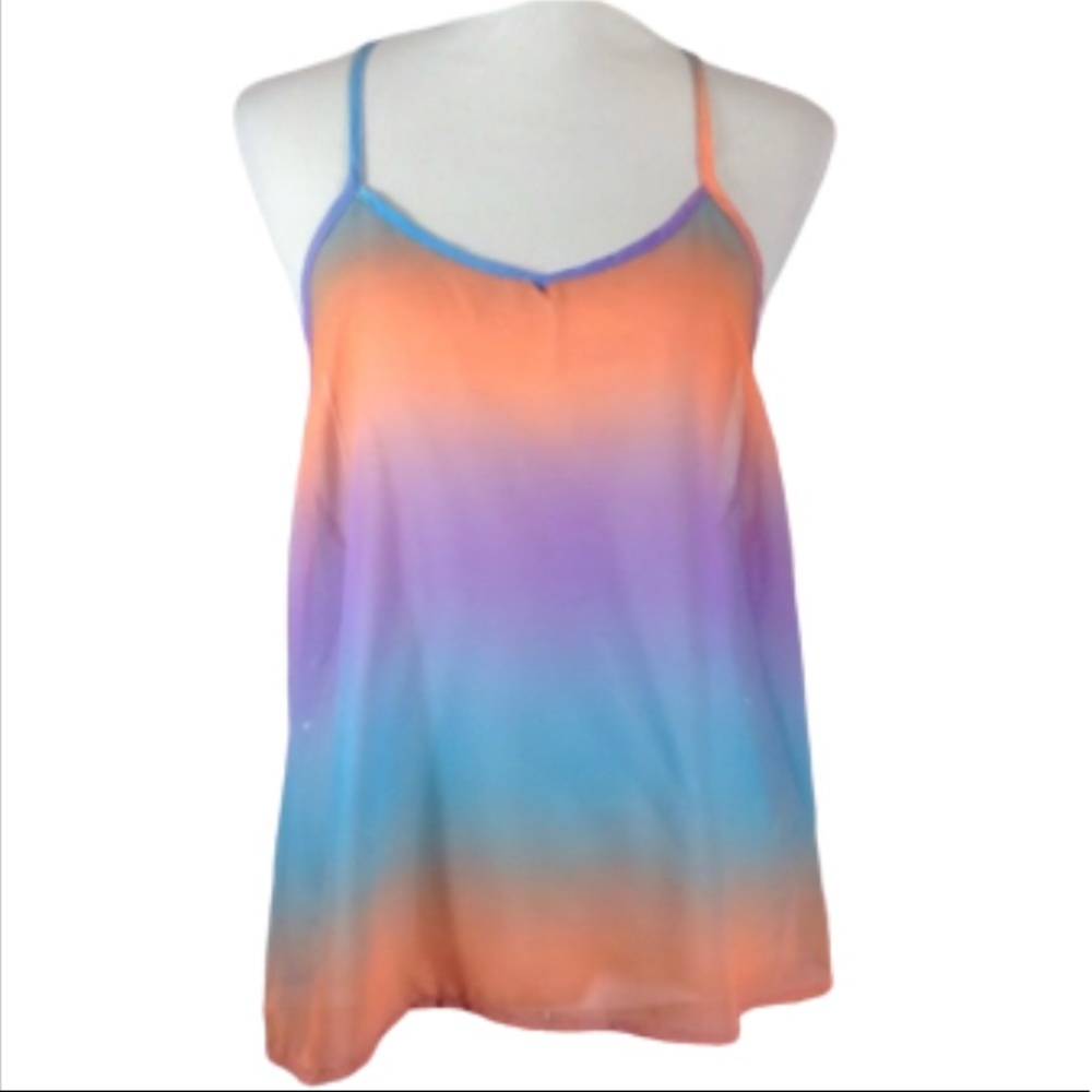 NWT Rainbow Tie Dye Strappy Open Back Tank Top Size Medium
